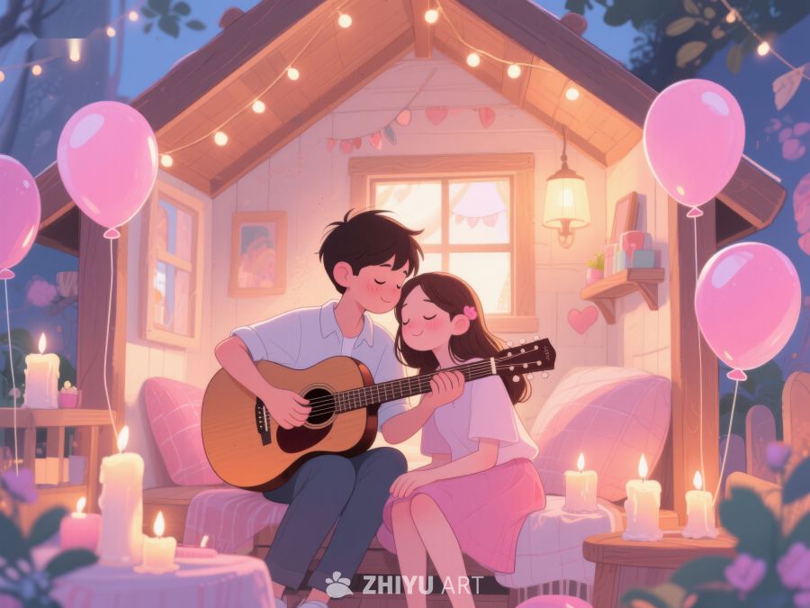 温馨小屋内情侣弹吉他共度时光 861