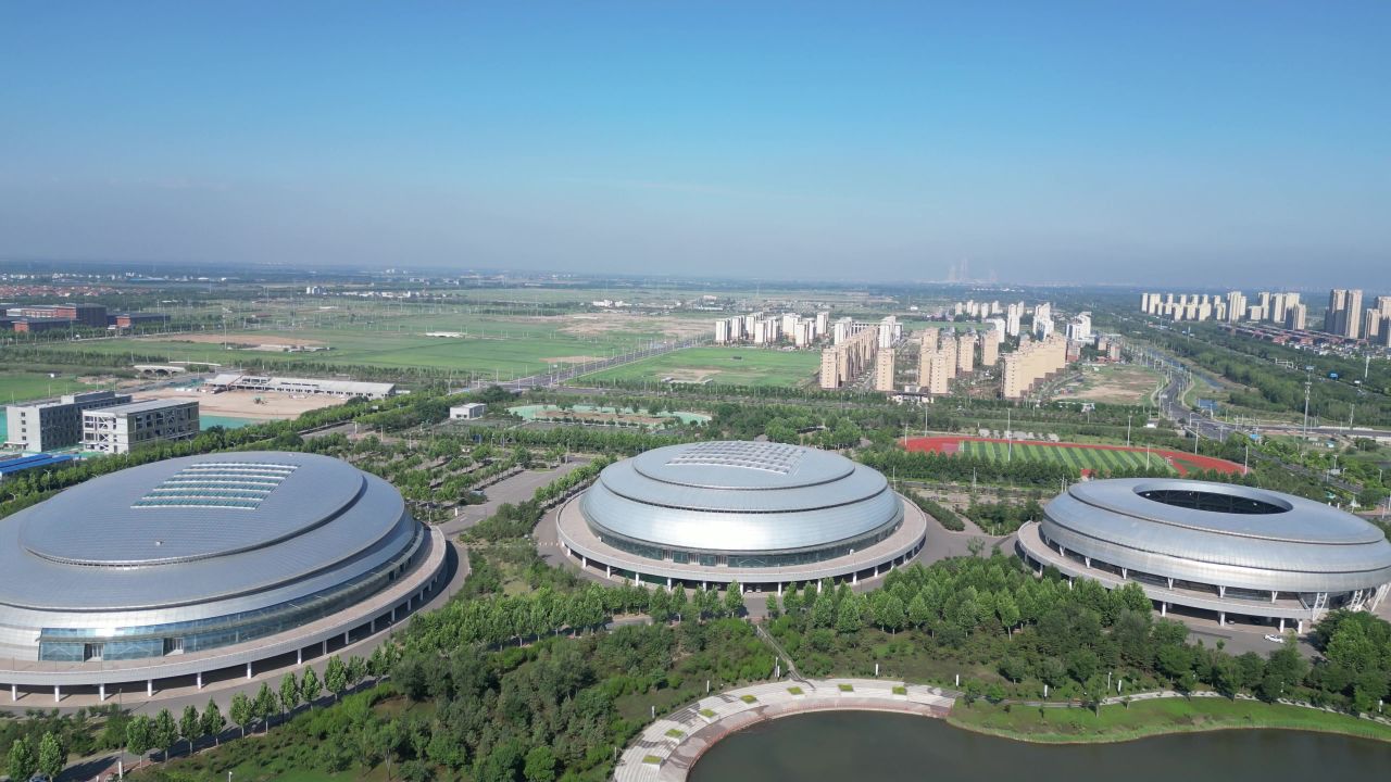 航拍山东东营全民健身公园