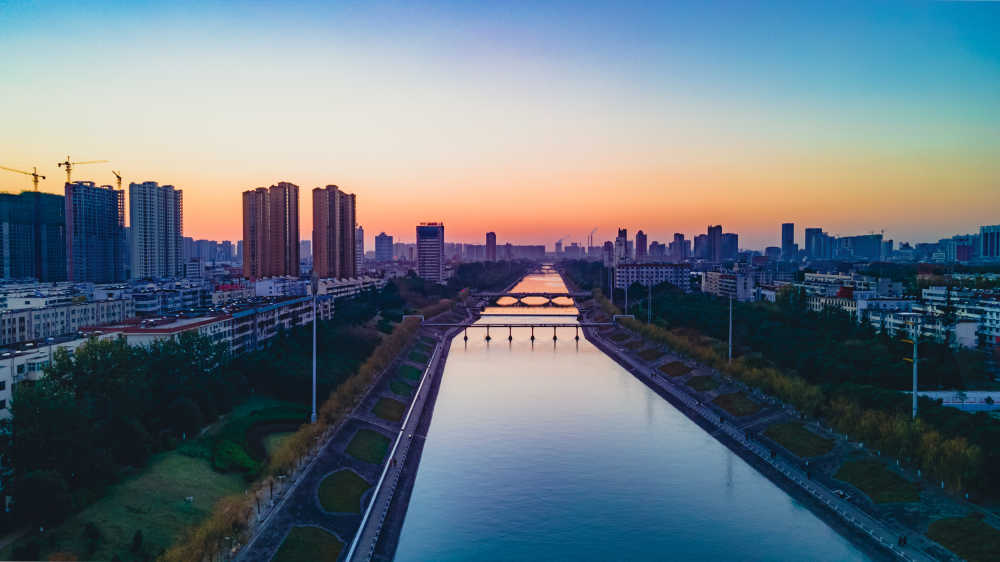 平顶山湛河晚霞航拍