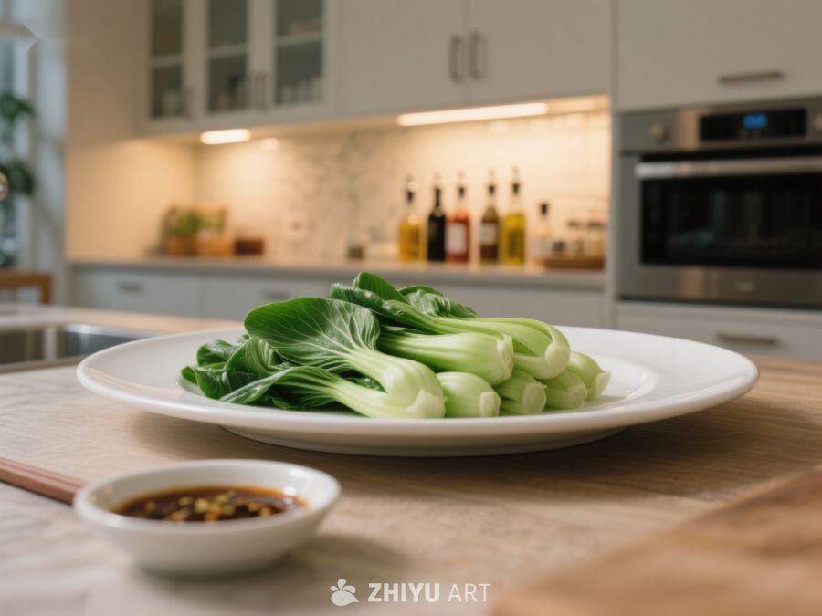 厨房台面上的青菜与蘸料 106