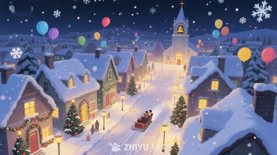 雪夜小镇的节日庆典 412