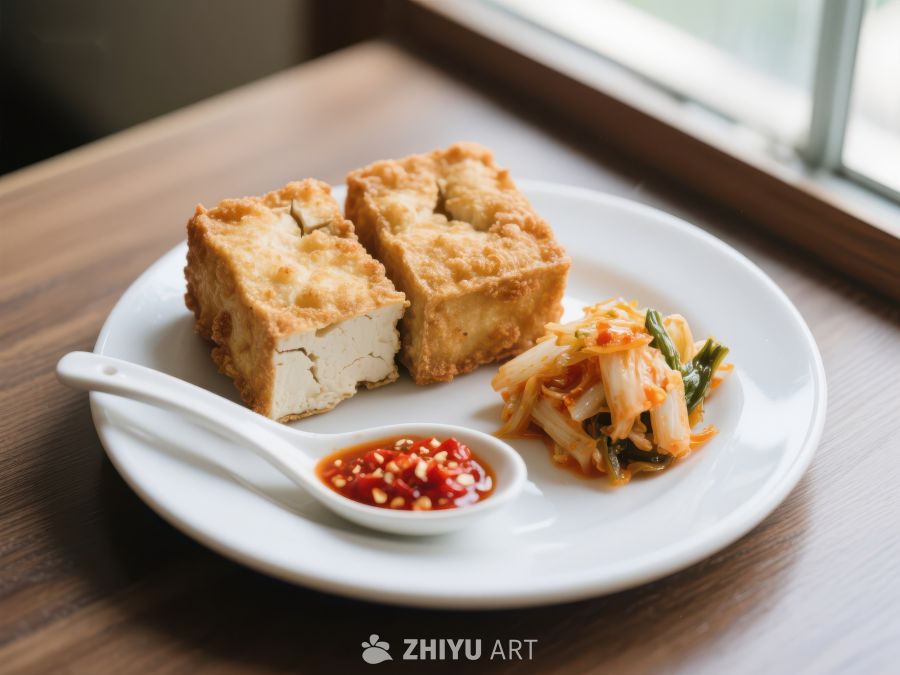 炸豆腐配泡菜与辣椒酱 1360