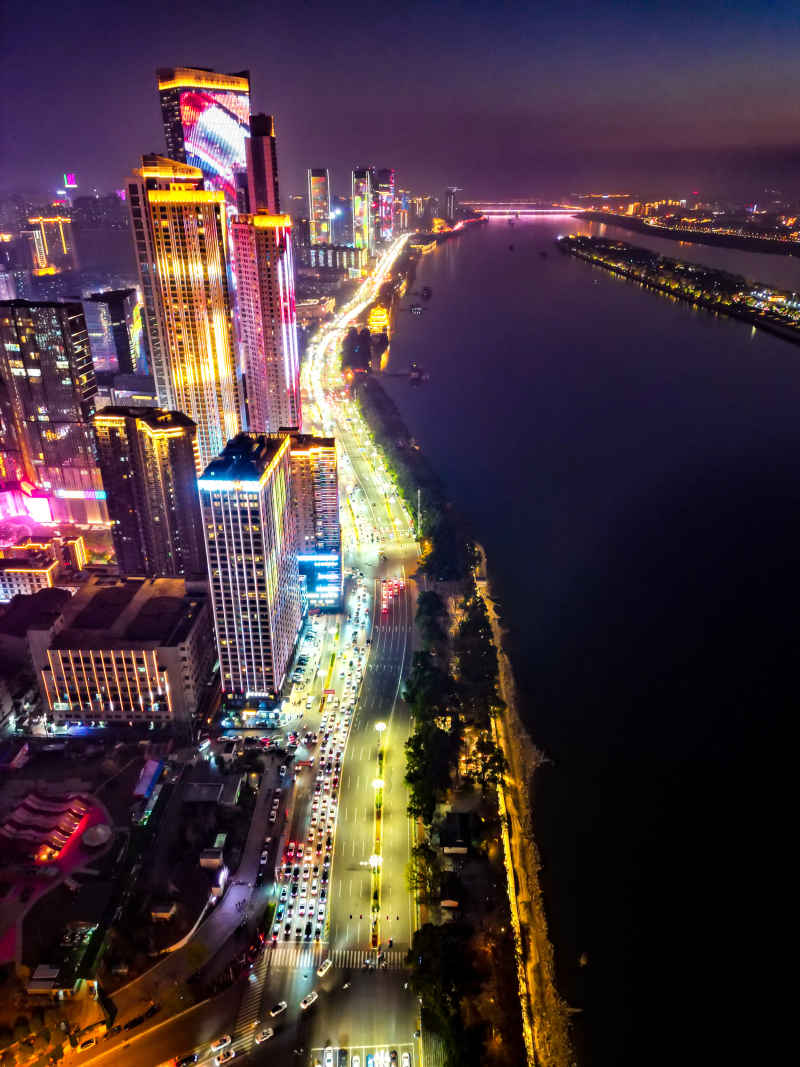 湖南长沙城市风光航拍摄影图