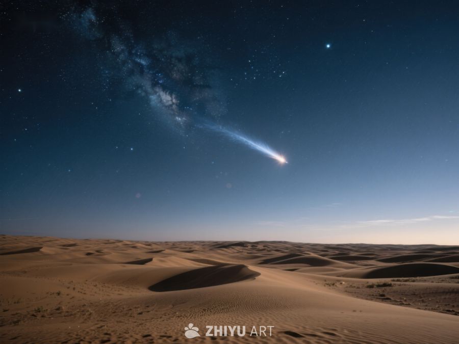 沙漠夜空下的彗星轨迹 107