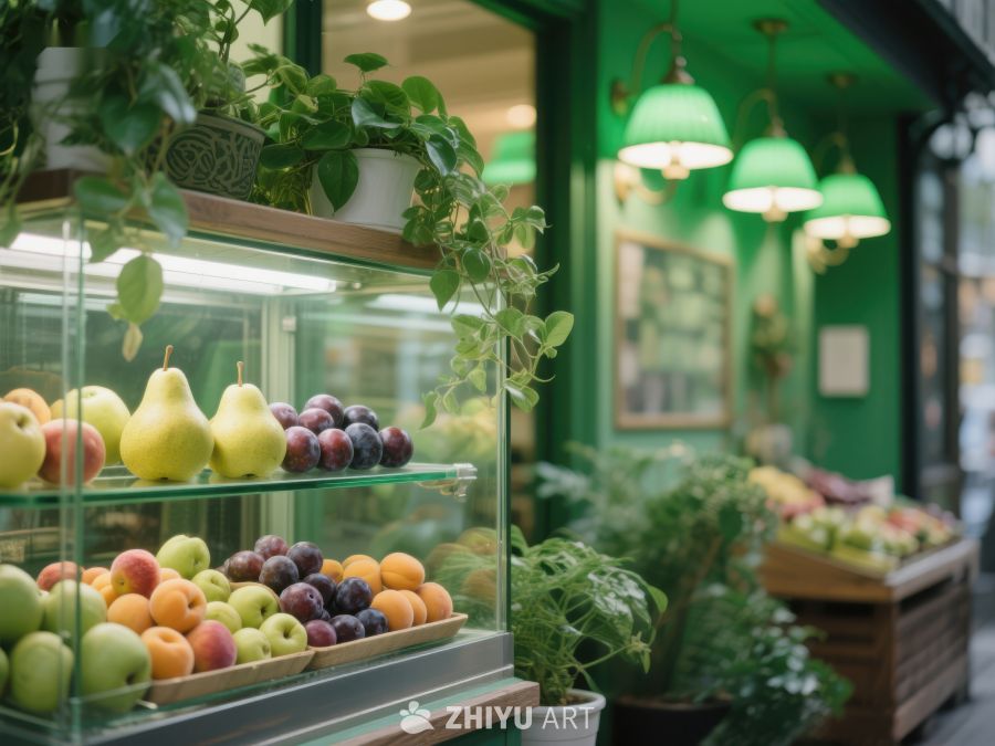 绿色主题水果店展示柜 355