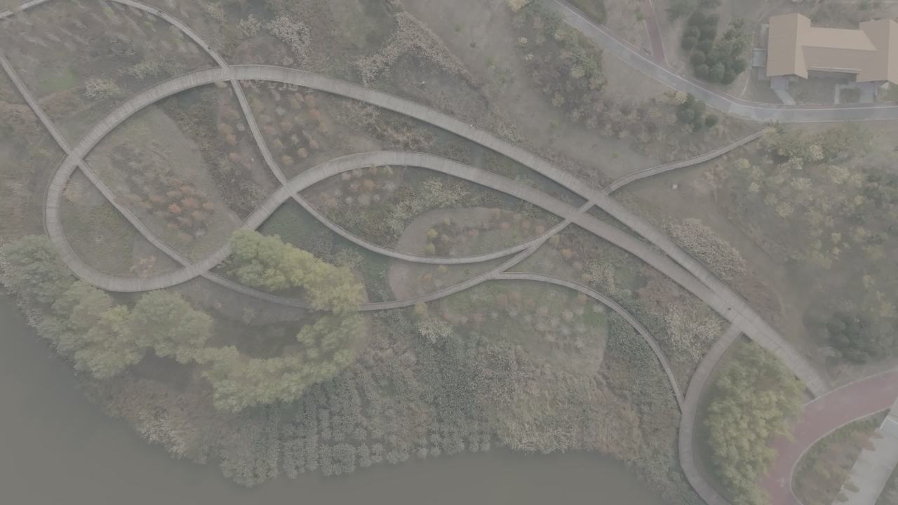 秋日湖畔蜿蜒小径