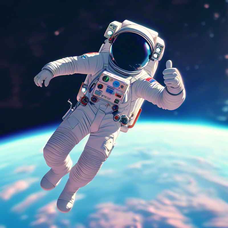 宇航员在太空中比手势大拇指 7