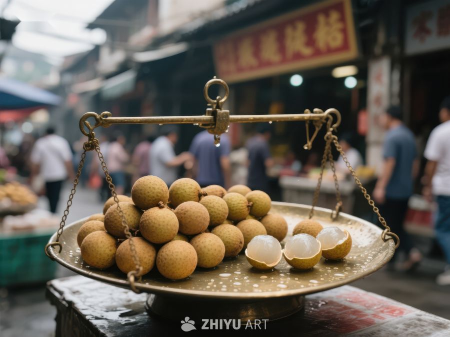 传统市场上的龙眼称重 131