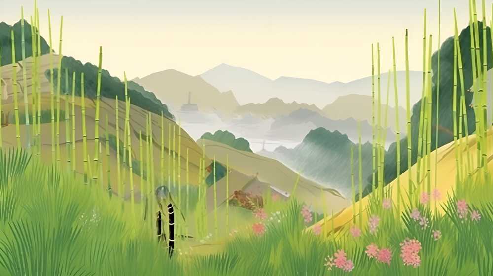 山景插画绿色油油