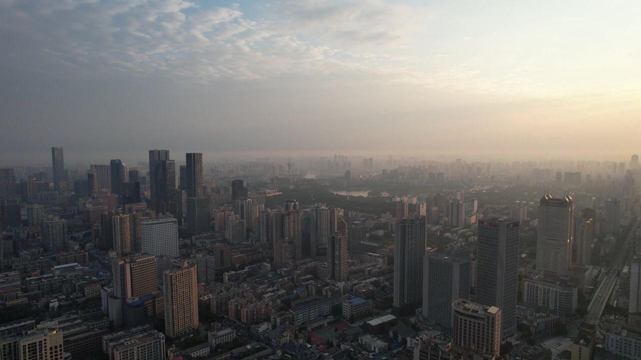 湖南长沙城市风光地标建筑航拍 