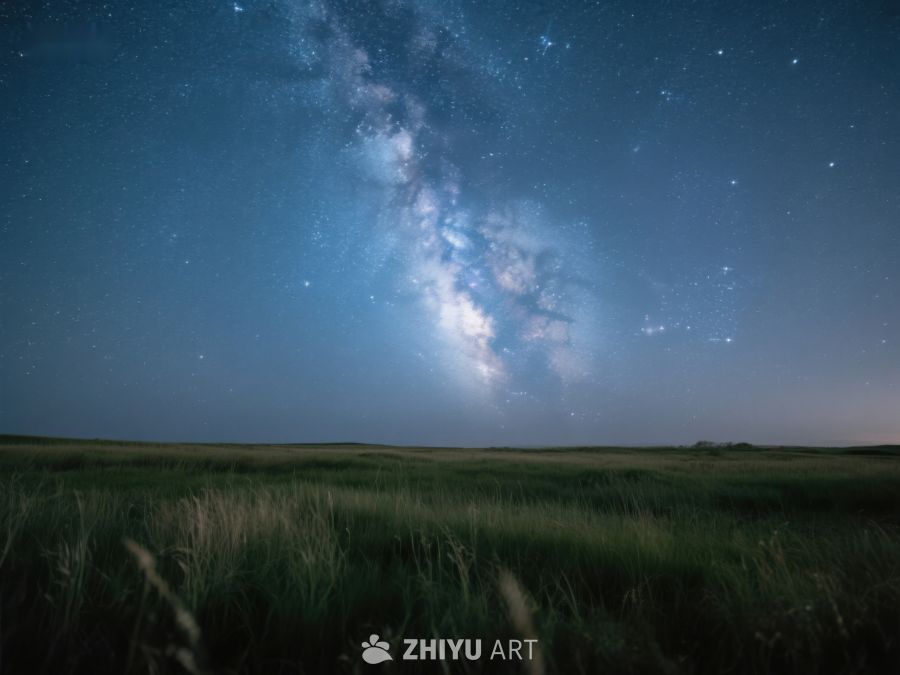 夜空银河下的草原风光 423
