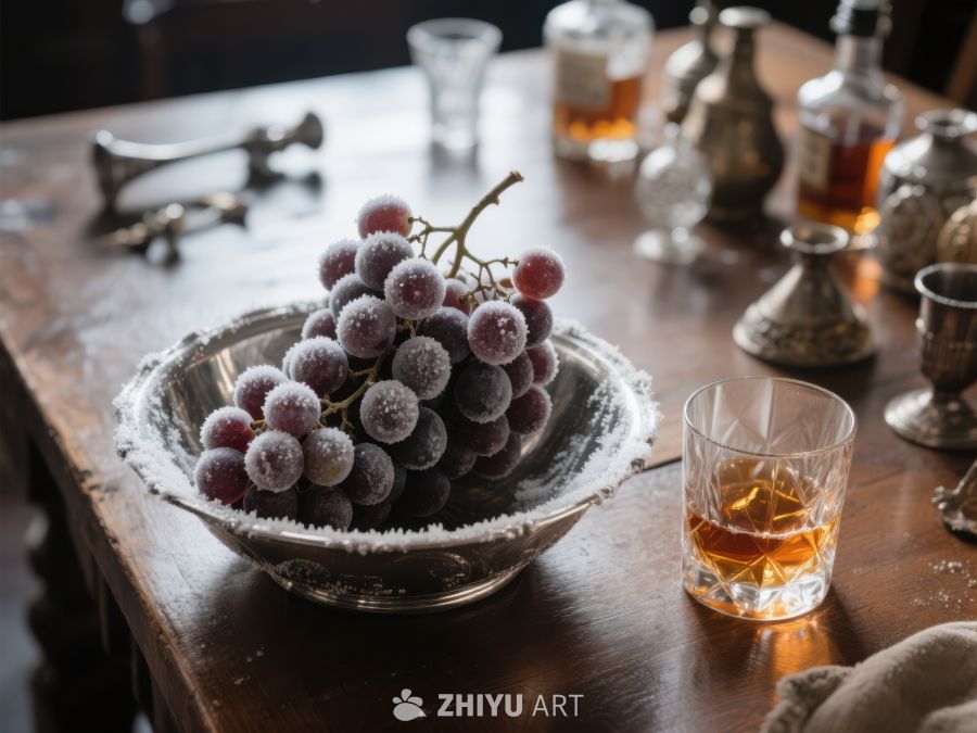 葡萄与酒杯的静谧时光 371