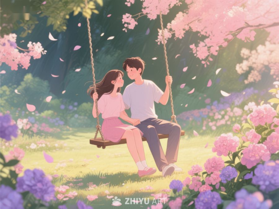 春日花海中的双人秋千 89