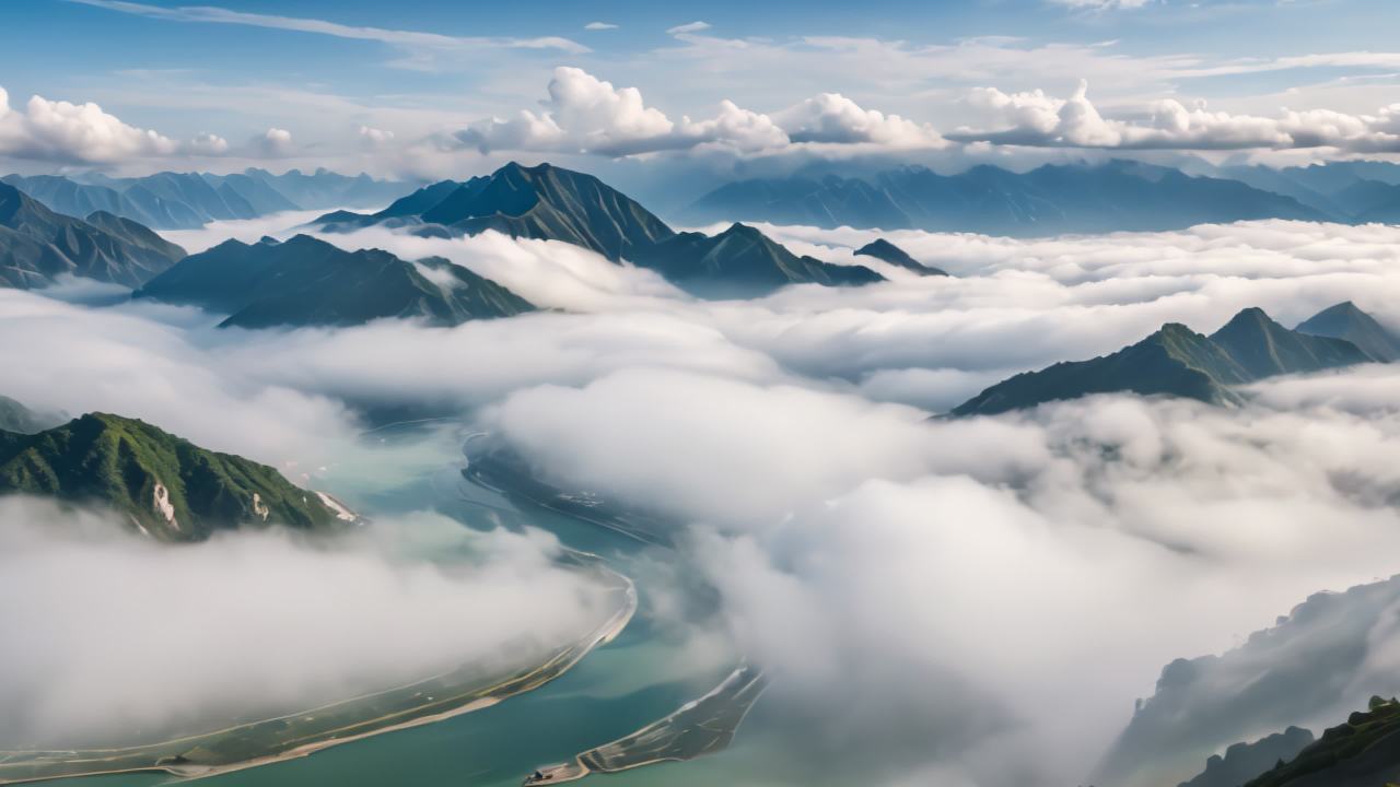 长江三峡日出日落云海航拍延时 6