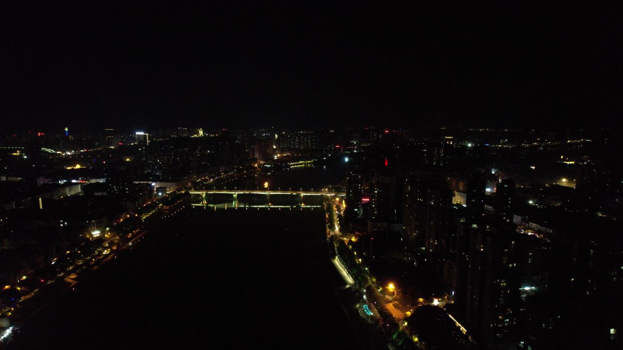 湖南衡阳城市夜景灯光航拍