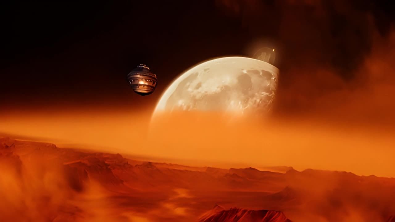 一个UFO在火星周围飞行，它的卫星在稀薄的大气层中