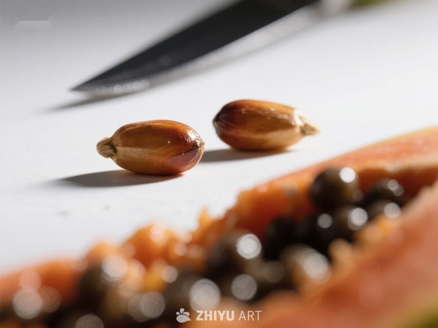 木瓜切片与种子特写 357