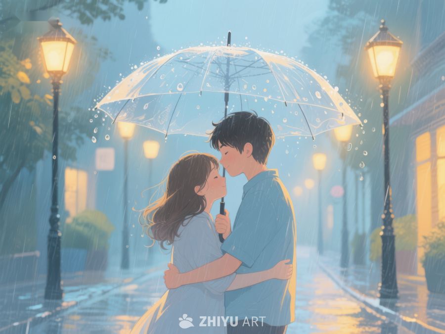 雨中情侣伞下相拥 1176