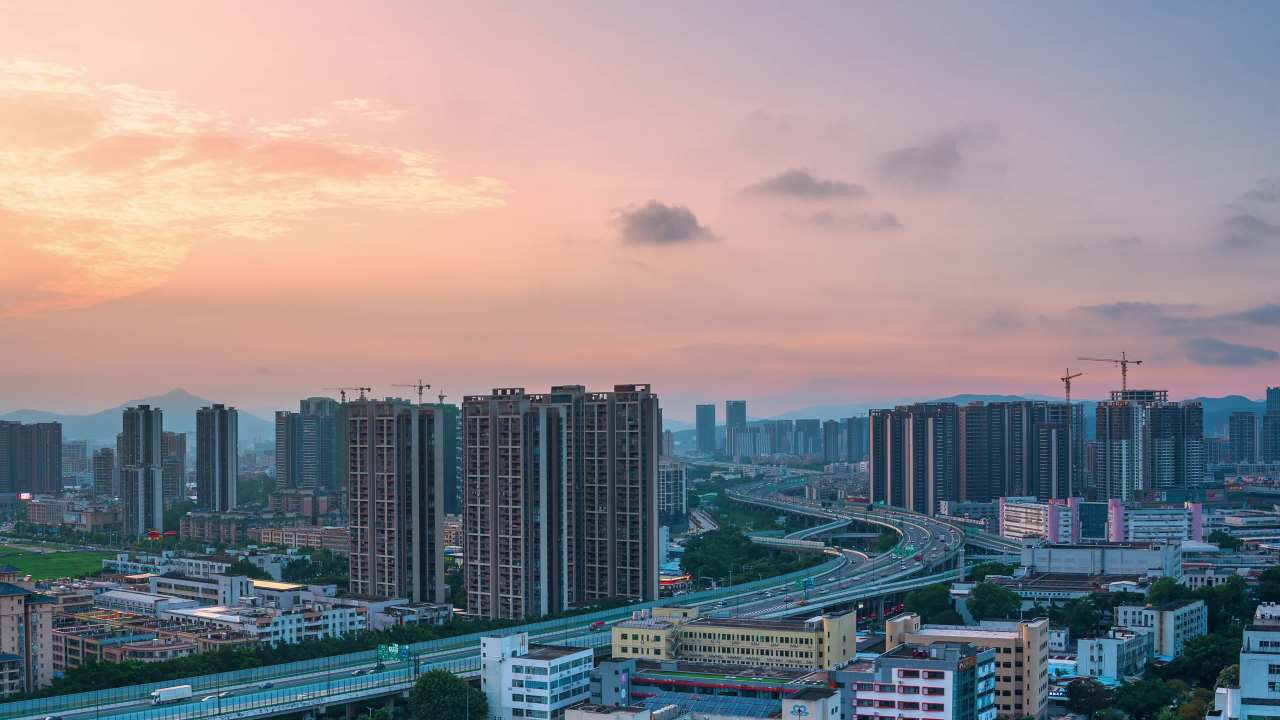 珠海高架桥及车流灯光