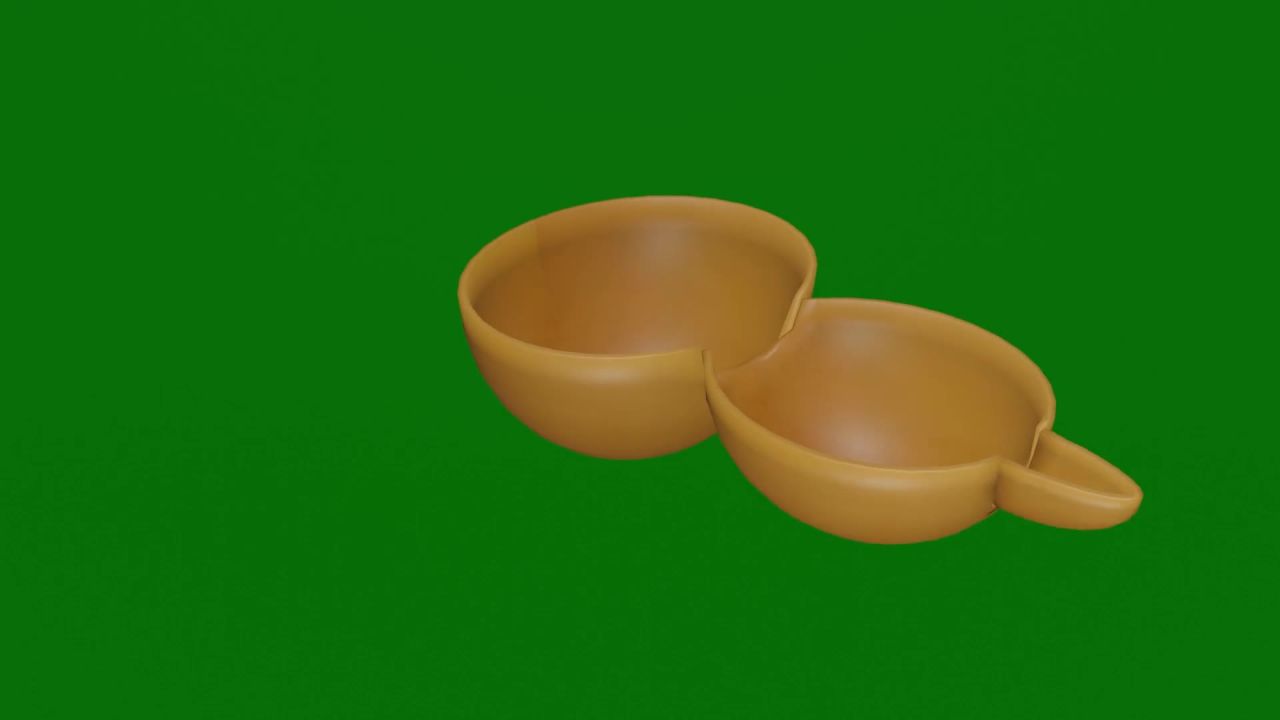 无限循环3D舀水葫芦瓢旋转动画绿屏抠像
