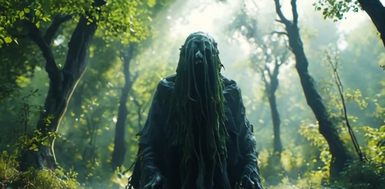 森林水域植物覆盖人形生物现身