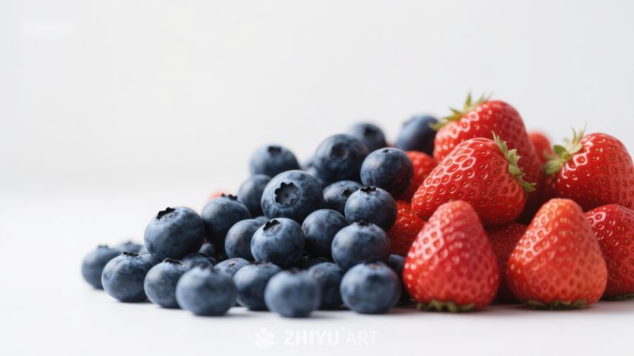 新鲜蓝莓与草莓的组合
