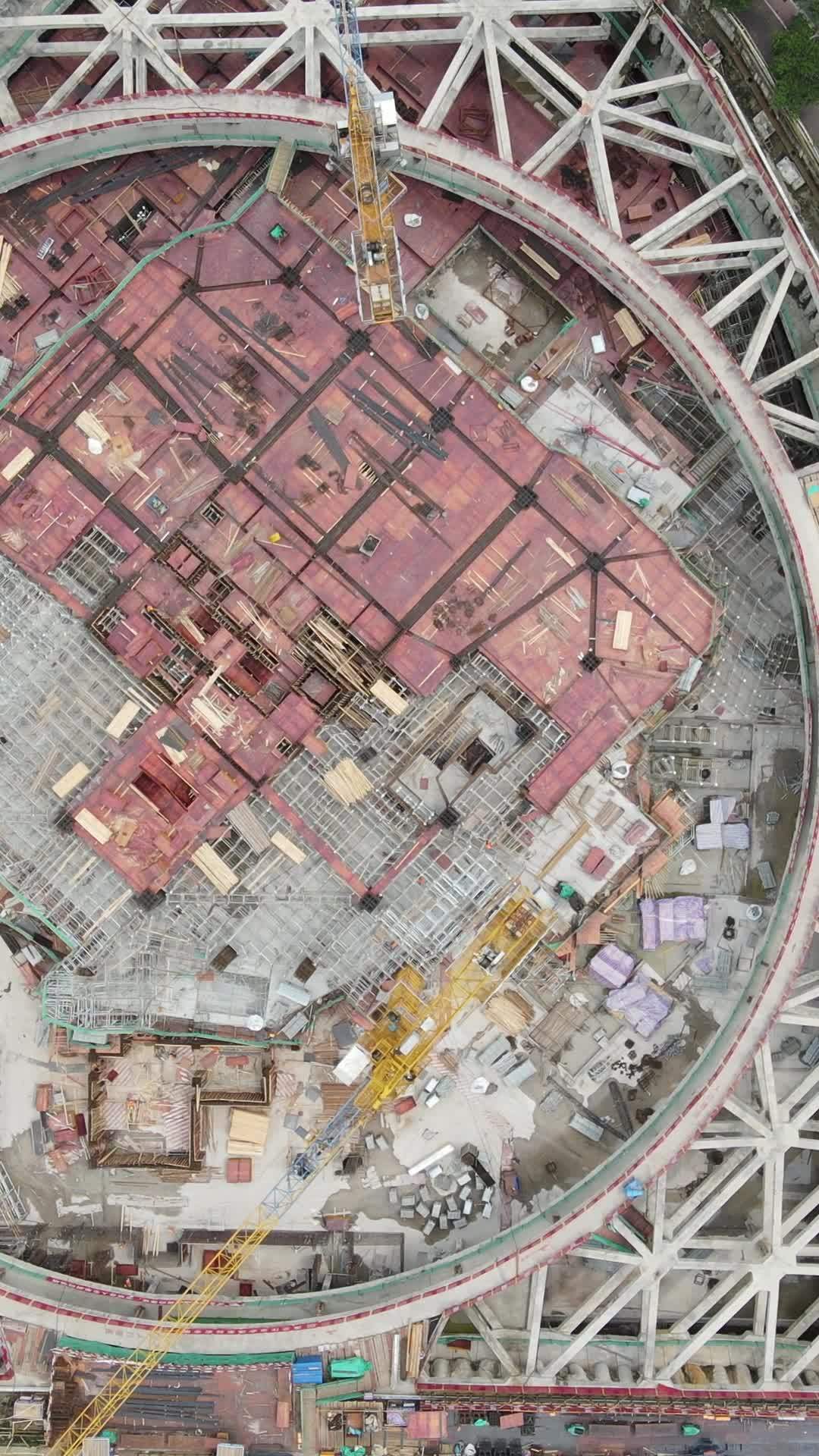 繁忙的建筑工地航拍