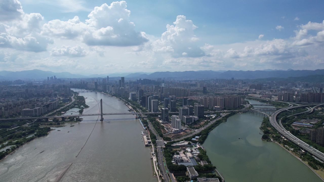 福建福州城市风光航拍 