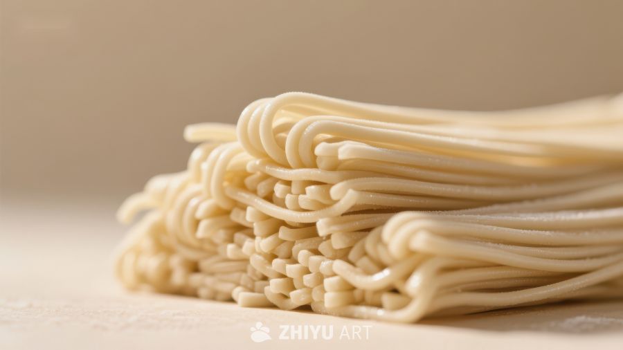 新鲜面条整齐堆叠