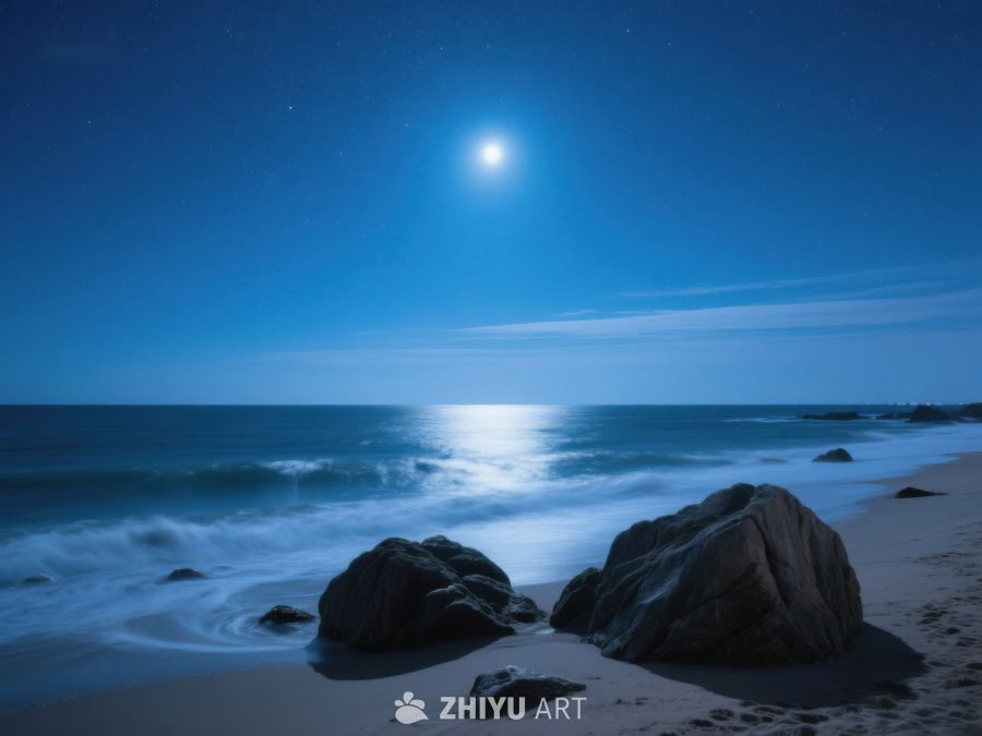 月光下的宁静海滩 497
