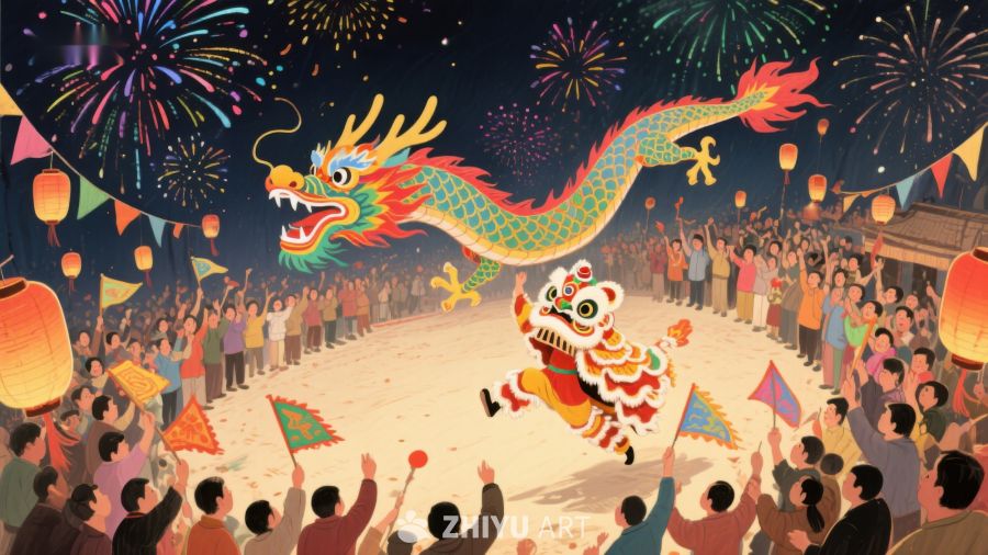 龙舞与狮舞庆祝节日 653