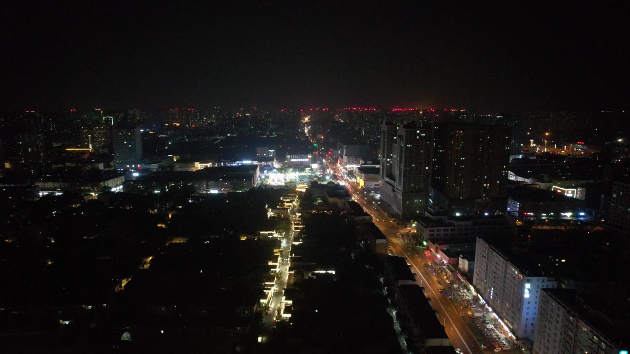 河北邯郸城市夜景灯光航拍