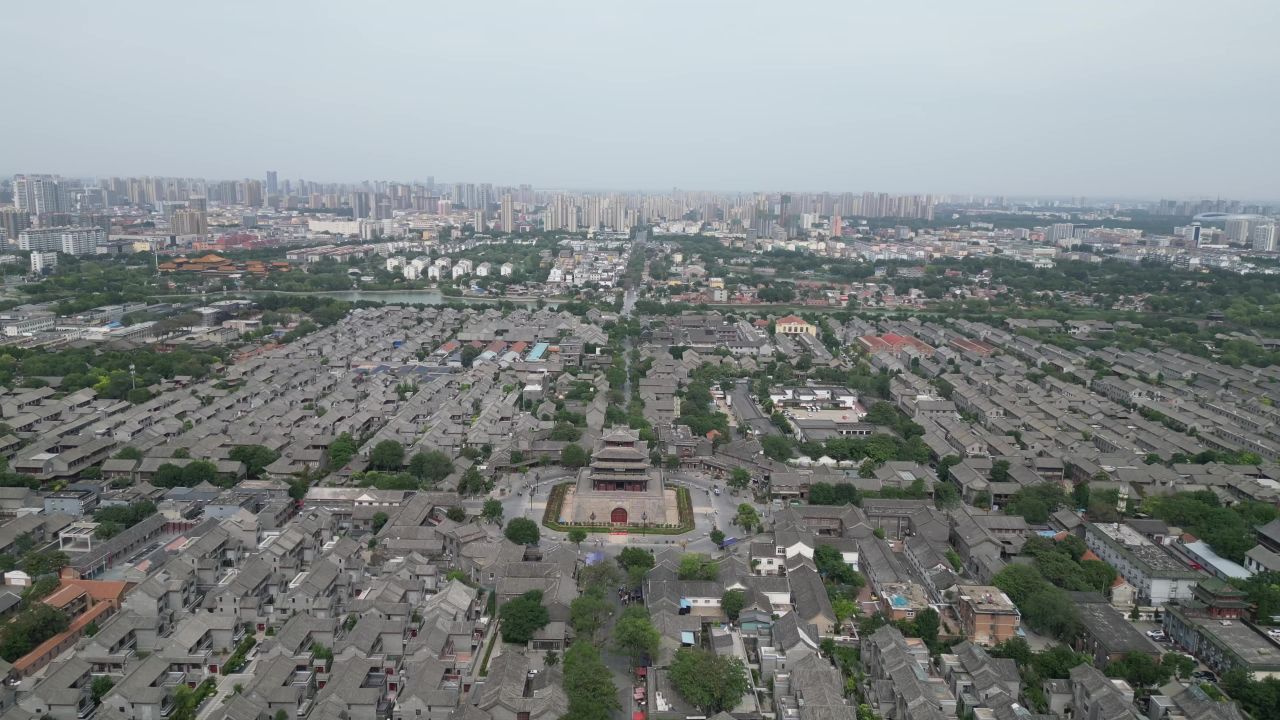 航拍山东聊城东昌湖景区