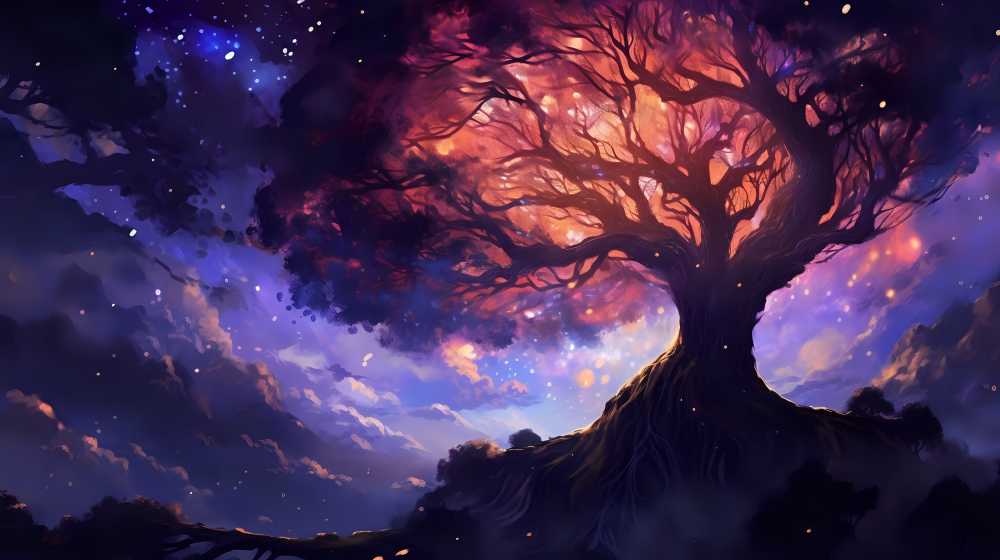 夜晚景色月亮插画