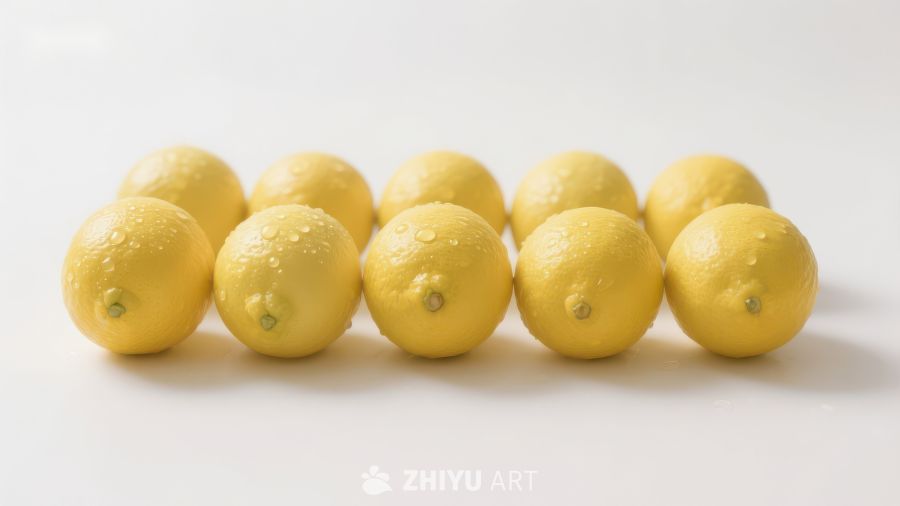 新鲜柠檬排列展示