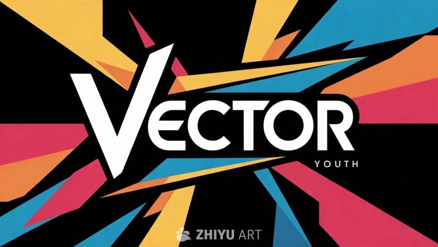 黑色的背景上，白色的“Vector”文字居中显示，