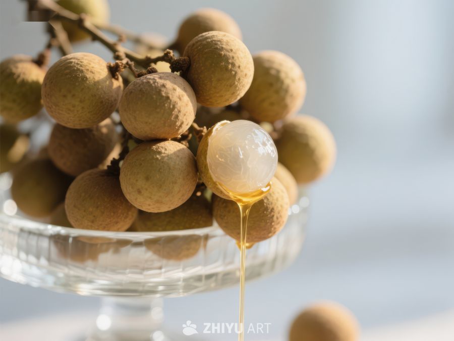 新鲜龙眼果盘，甜蜜汁液滴落 719