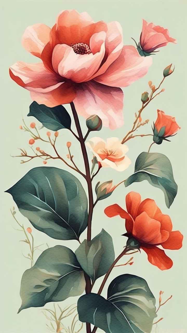 花朵植物插画背景 7