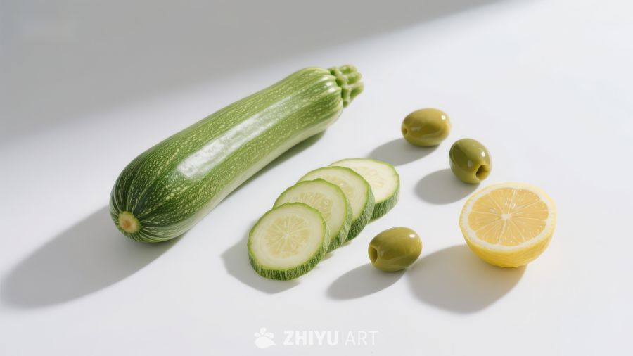 西葫芦橄榄柠檬静物