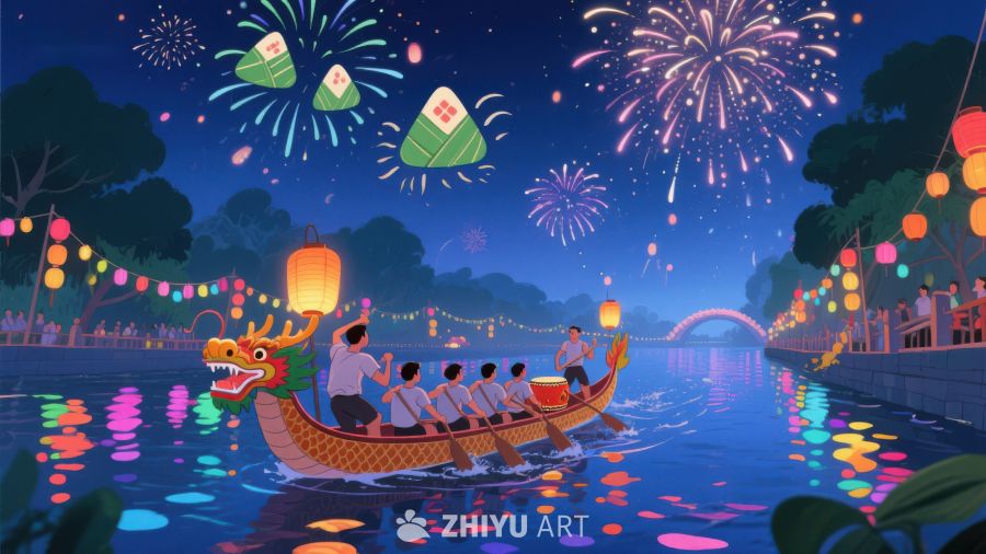龙舟竞渡，粽香四溢，烟花绽放 291