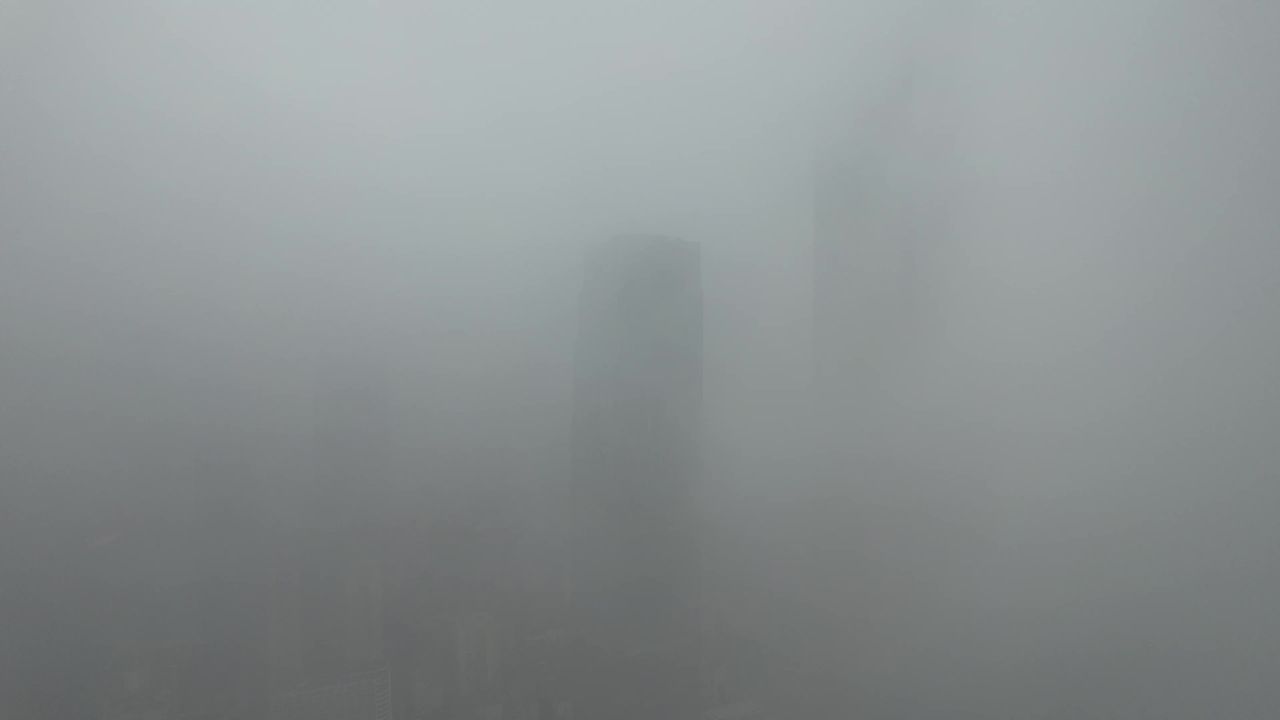 长沙清晨迷雾航拍 