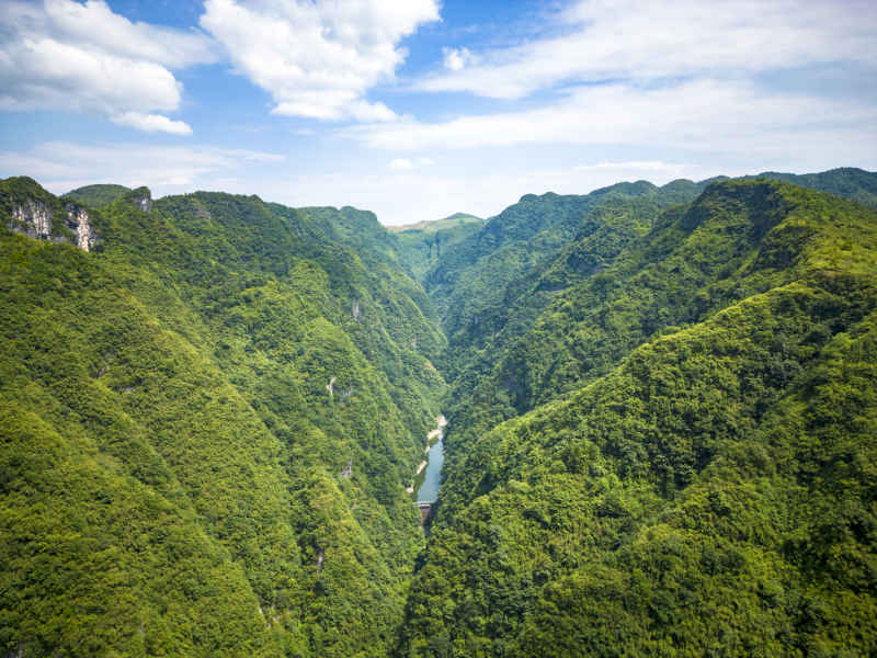  祖国壮丽山河蓝天白云青山森林摄影图