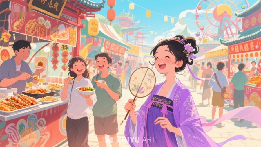 热闹市集中的传统与现代交融 827