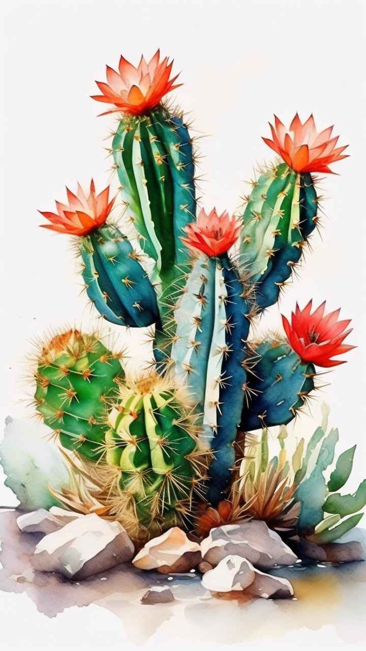仙人掌自然植物插画 41