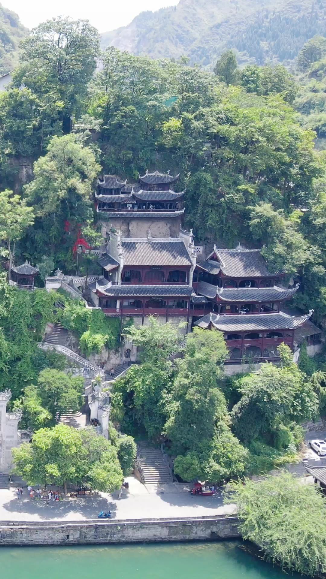 旅游景区贵州镇远古镇竖屏航拍