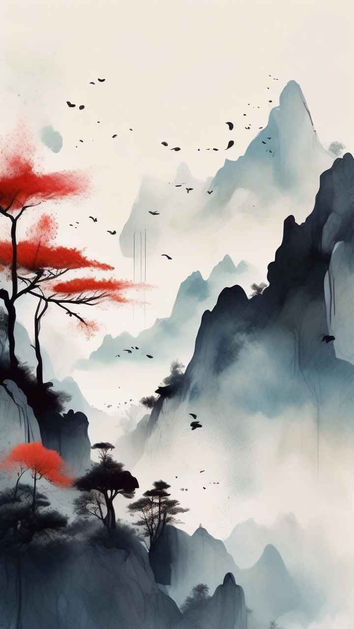 国潮山水画插画背景 26