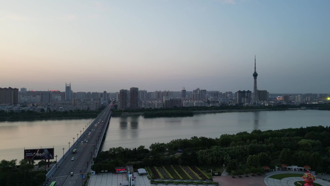 河南洛阳城市风光航拍 