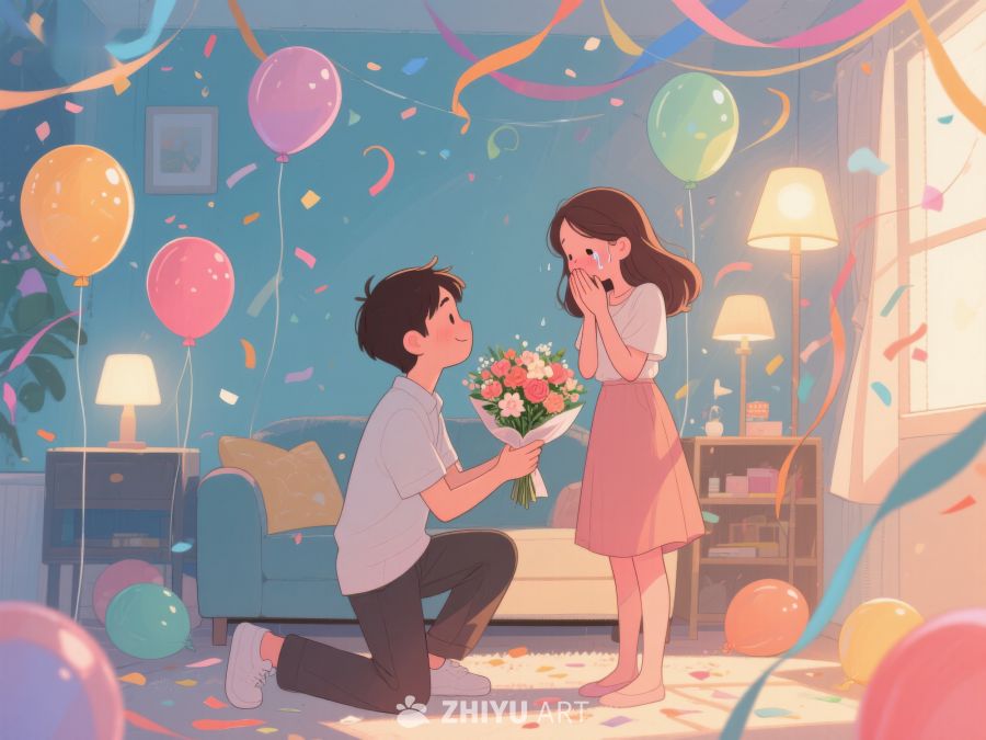 温馨求婚场景，浪漫满屋 762
