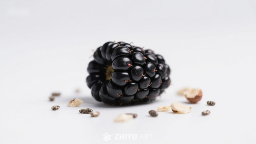 黑莓与坚果的静物组合