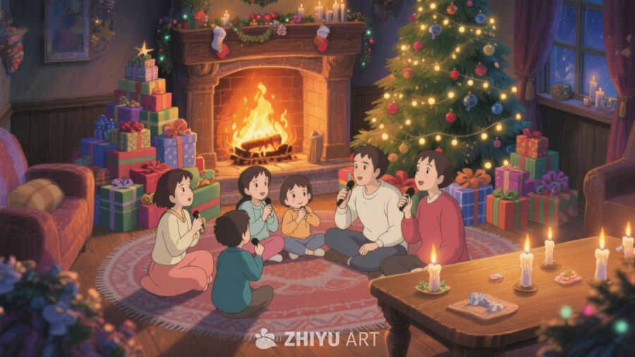 温馨圣诞夜，家人围炉歌唱 287